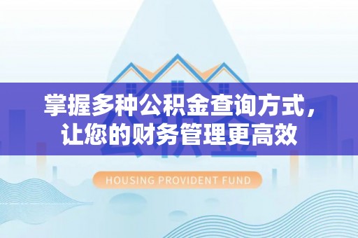 观音掌握多种公积金查询方式，让您的财务管理更高效