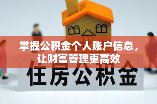 观音掌握公积金个人账户信息，让财富管理更高效